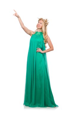 Sanal düğmeye basan kadın beyazda izole edildi