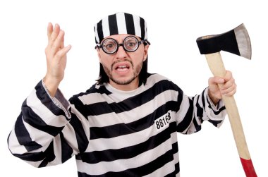 Beyaz arka planda tecrit edilmiş mahkum