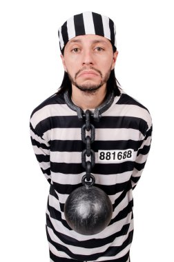 Beyaz arka planda tecrit edilmiş mahkum