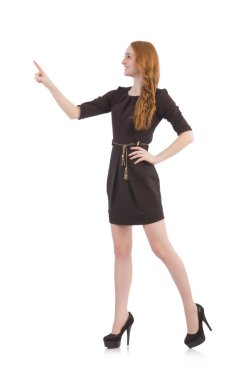 Sanal düğmeye basan kadın beyazda izole edildi