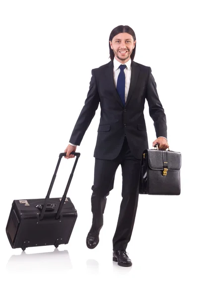 Obchodník na služební cestě se zavazadly — Stock fotografie