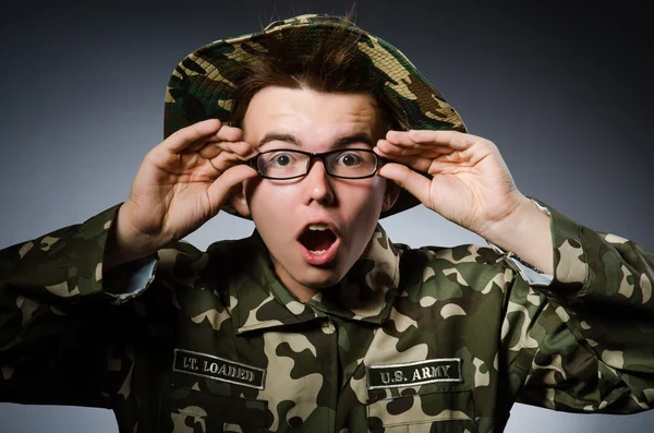 Funny soldier in military concept — Stock Photo, Image