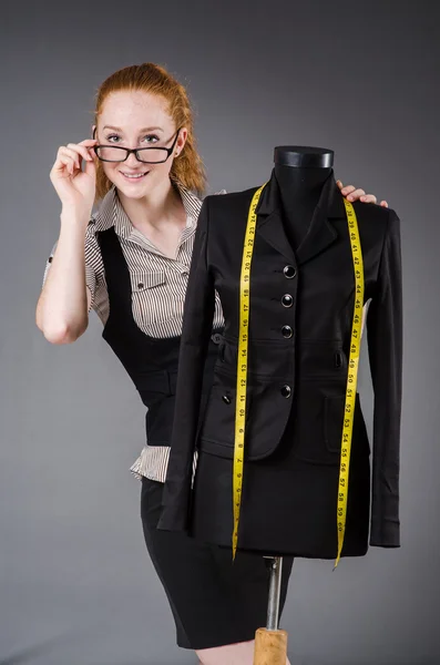 Woman tailor working on new dress — Stock Photo, Image