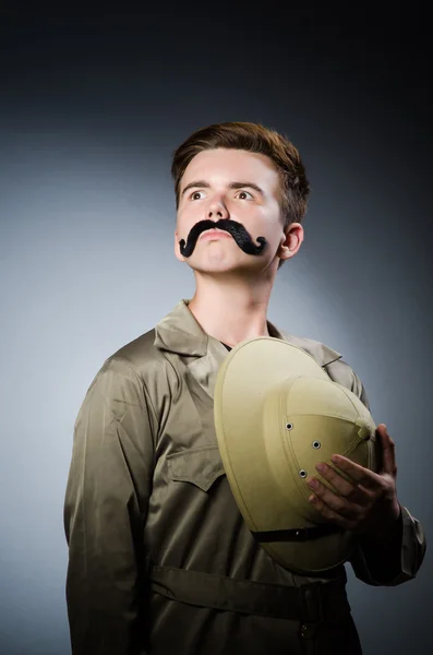 Man in safari hat in hunting concept — Stock Photo, Image