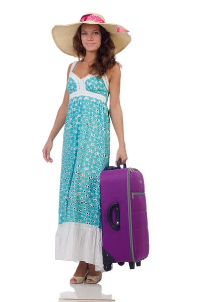 Woman with luggage — Stock Photo, Image