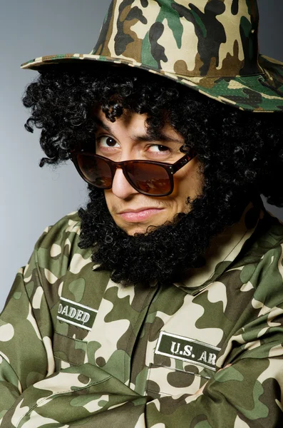 Funny soldier in military concept — Stock Photo, Image