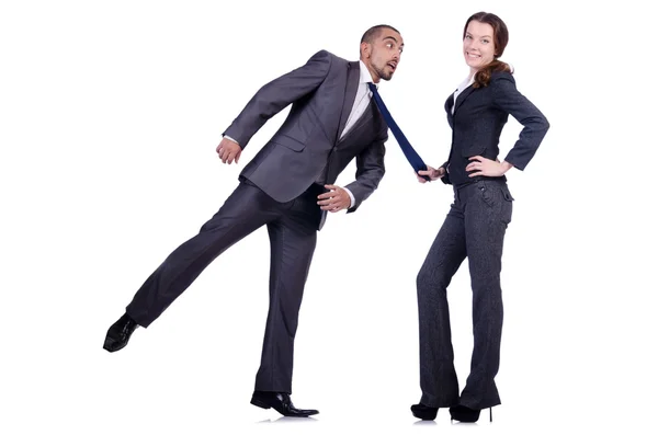Conflito de escritório entre homem e mulher — Fotografia de Stock