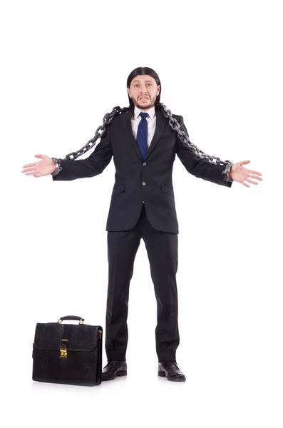 Hombre con cadena aislada en el blanco — Foto de Stock