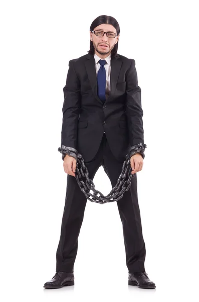 Hombre con cadena aislada en el blanco — Foto de Stock