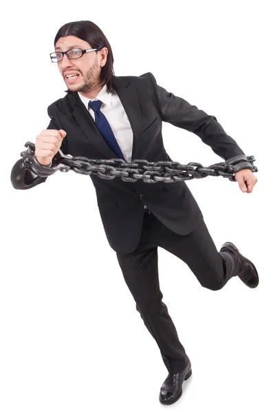 Man with chain isolated on the white — Stock Photo, Image