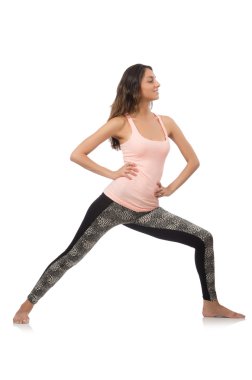 Spor konseptinde genç bir kadın beyazlara izole edilmiş.