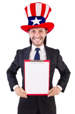 Beyaz şapkalı bir iş adamı.