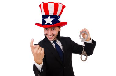 Genç işadamı beyaz arka planda izole edilmiş