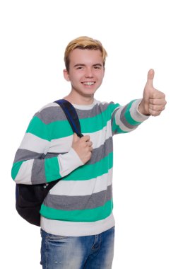 sırt çantası ile genç bir öğrenci