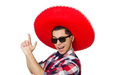 Konseptte sombrero olan komik bir Meksikalı.