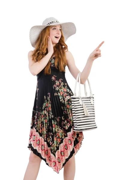 ファッションコンセプトのバッグを持つ女性 — ストック写真