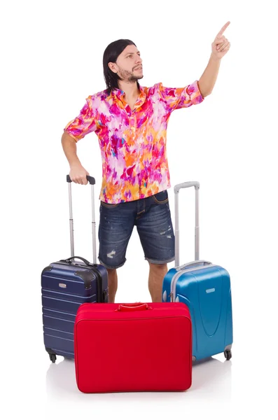 スーツケースと一緒に旅行人 — ストック写真