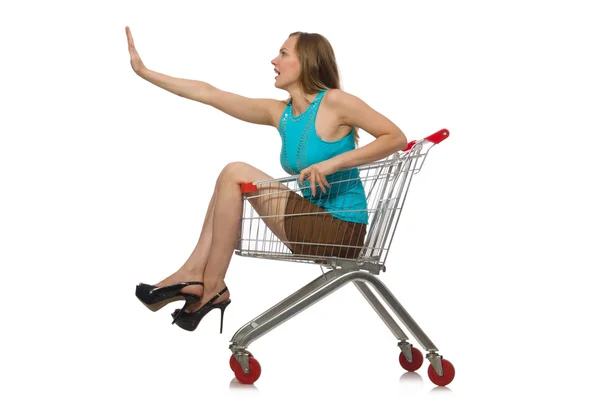 Mujer en concepto de compras aislado en blanco —  Fotos de Stock
