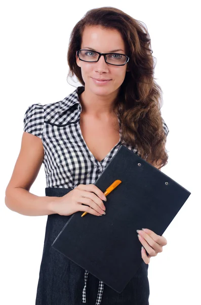 Businesswoman with paper binder — Stock Photo, Image