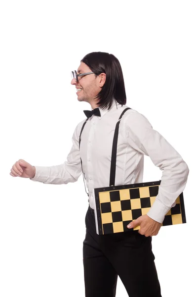 Nerd chess player — Stock Photo, Image
