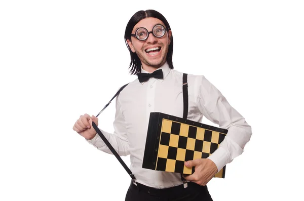 Nerd chess player — Stock Photo, Image