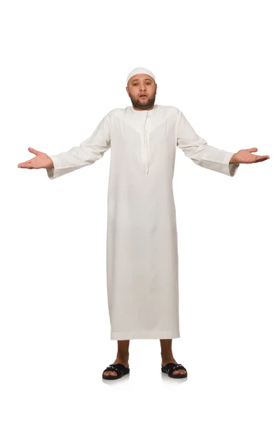 Uomo arabo in vestaglia bianca — Foto Stock