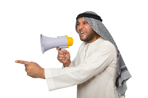 Arab man with loudspeaker — Stock Photo, Image