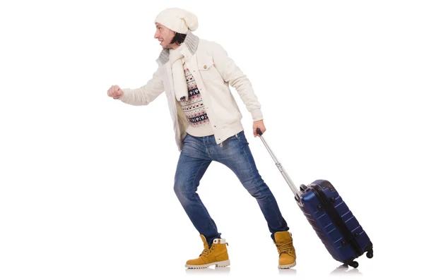 Hombre preparándose para las vacaciones de invierno — Foto de Stock