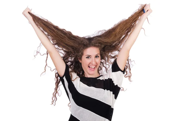 Mulher com corte de cabelo longo — Fotografia de Stock