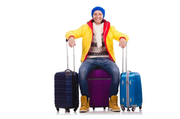 Hombre preparándose para las vacaciones de invierno — Foto de Stock