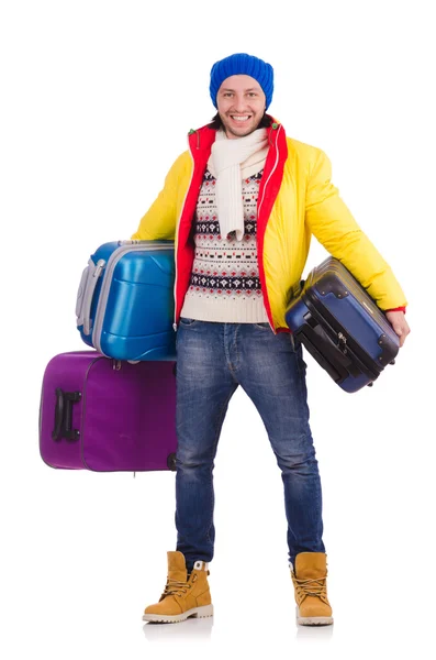 Uomo che si prepara per le vacanze invernali — Foto Stock