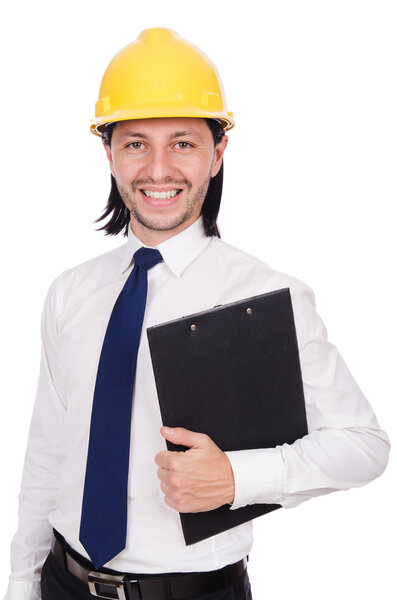 Молодой архитектор изолирован на белом