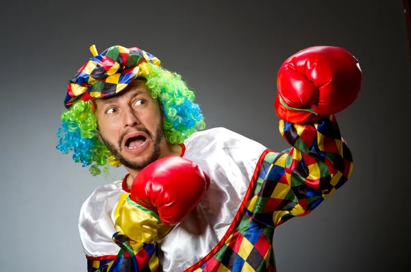 Payaso divertido con guantes de boxeo —  Fotos de Stock