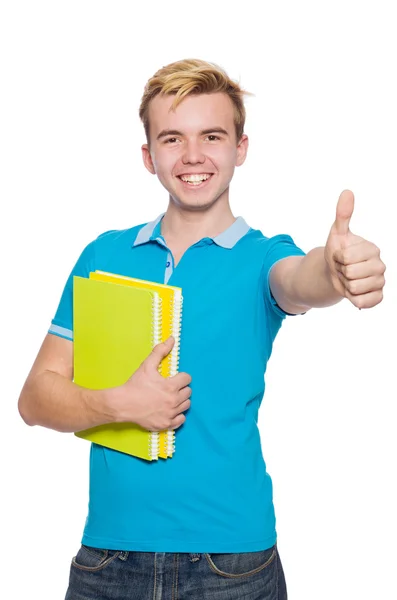 Jeune étudiant isolé sur le blanc — Photo