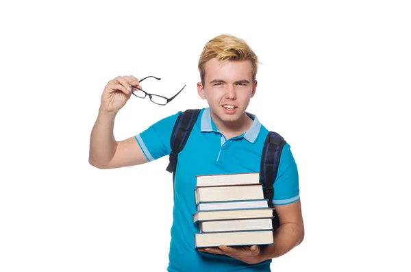 Νεαρός μαθητής απομονωμένος στο λευκό — Φωτογραφία Αρχείου