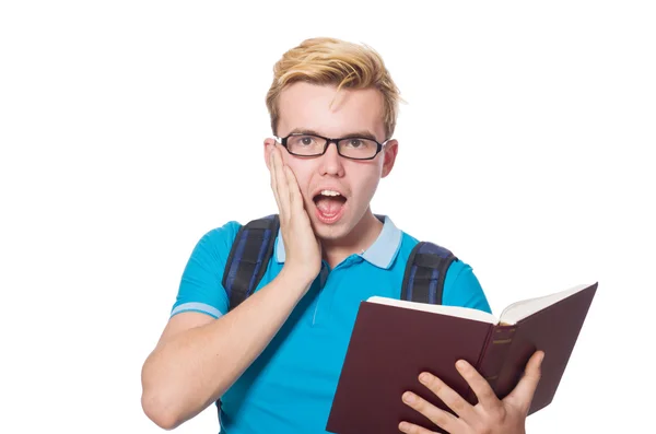 Joven estudiante aislado en el blanco — Foto de Stock