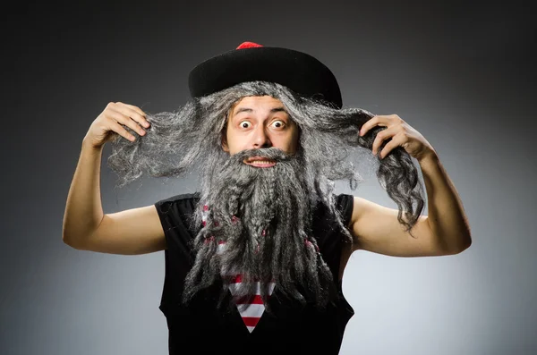 Funny pirate with long beard — Stock Photo, Image