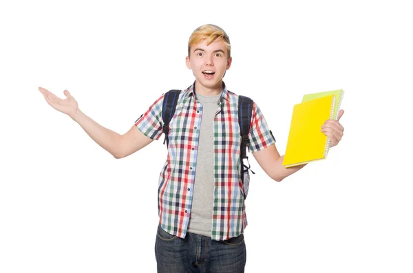 Joven estudiante aislado en el blanco — Foto de Stock