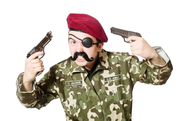 Soldado divertido en concepto militar — Foto de Stock