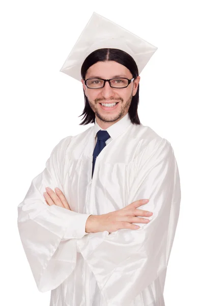 若い男子学生は高校を白人で卒業した。 — ストック写真