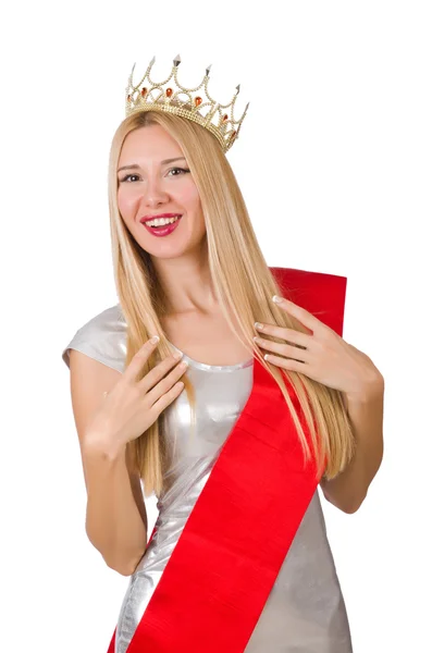 Beauty contest winner isolated on the white — Stock Photo, Image