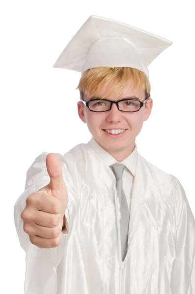 Jovem estudante isolado no branco — Fotografia de Stock