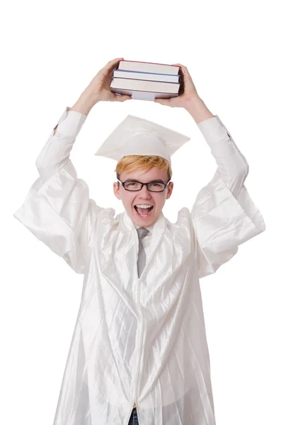 Jovem estudante isolado no branco — Fotografia de Stock