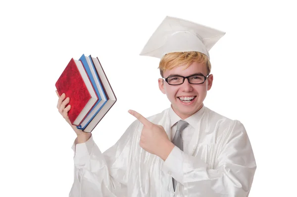 Jovem estudante isolado no branco — Fotografia de Stock