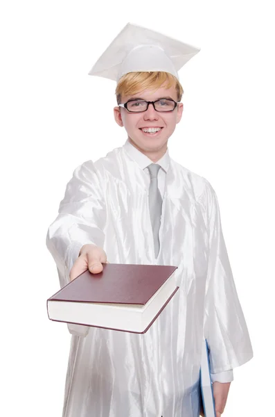 Jovem estudante isolado no branco — Fotografia de Stock