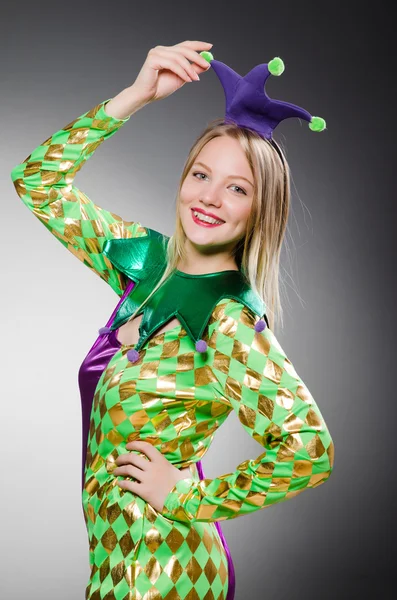 Rolig clown i färgglad kostym — Stockfoto