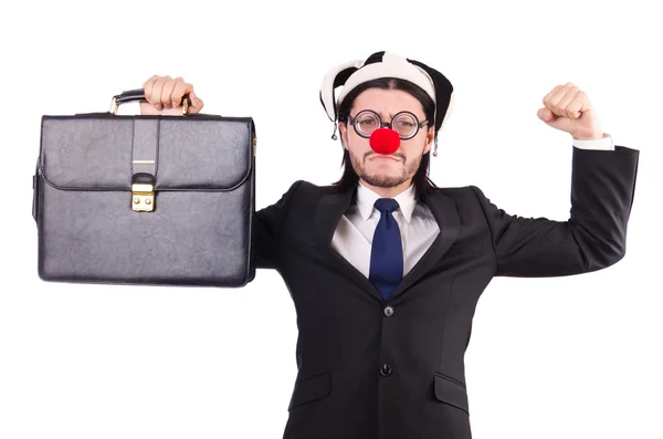 Funny clown businessman isolated on the white background — Stock Photo, Image