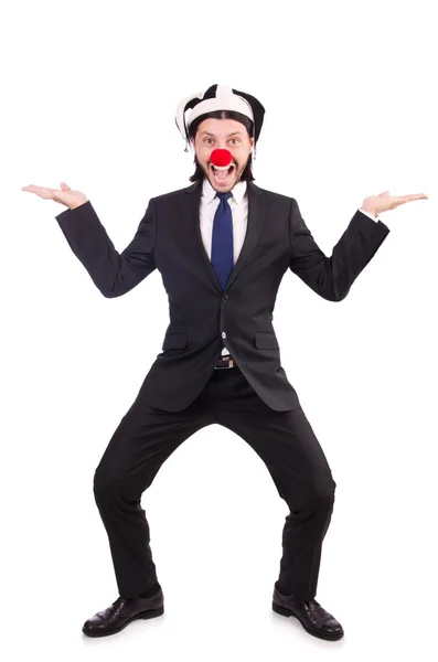 Funny clown businessman isolated on the white background — Stock Photo, Image