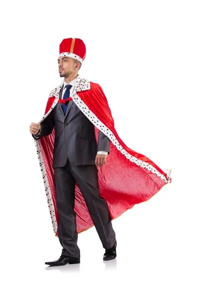 King businessman in red cloak — Stock Photo, Image