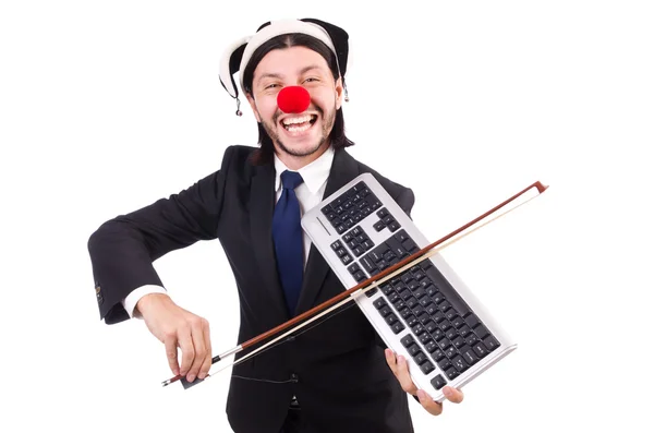 Rolig clown affärsman isolerad på vit bakgrund — Stockfoto